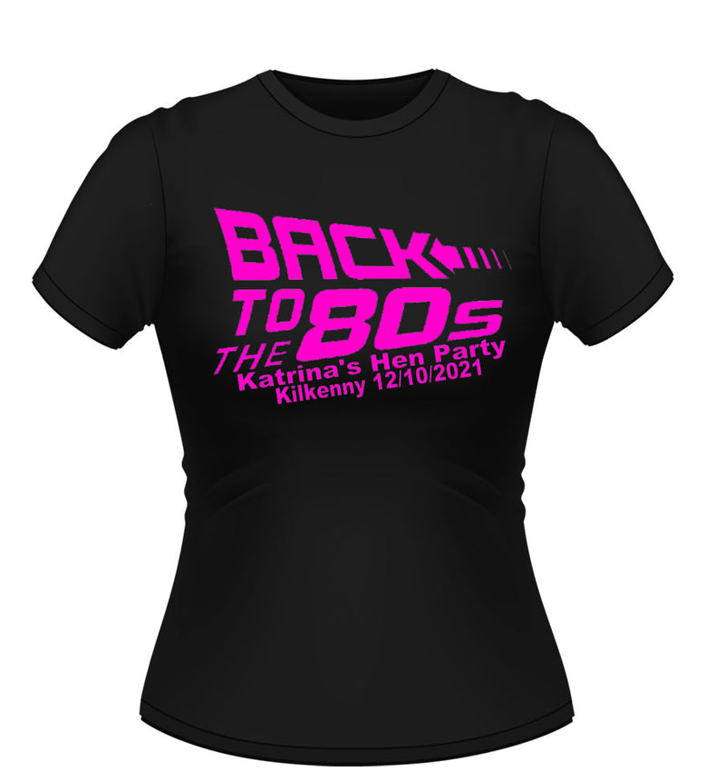 Personalised Back to the Future 80's theme Hen Party Tshirt