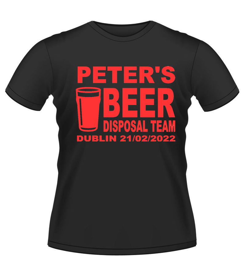 'BEER DISPOSAL TEAM' Personalised Stag Party TShirt