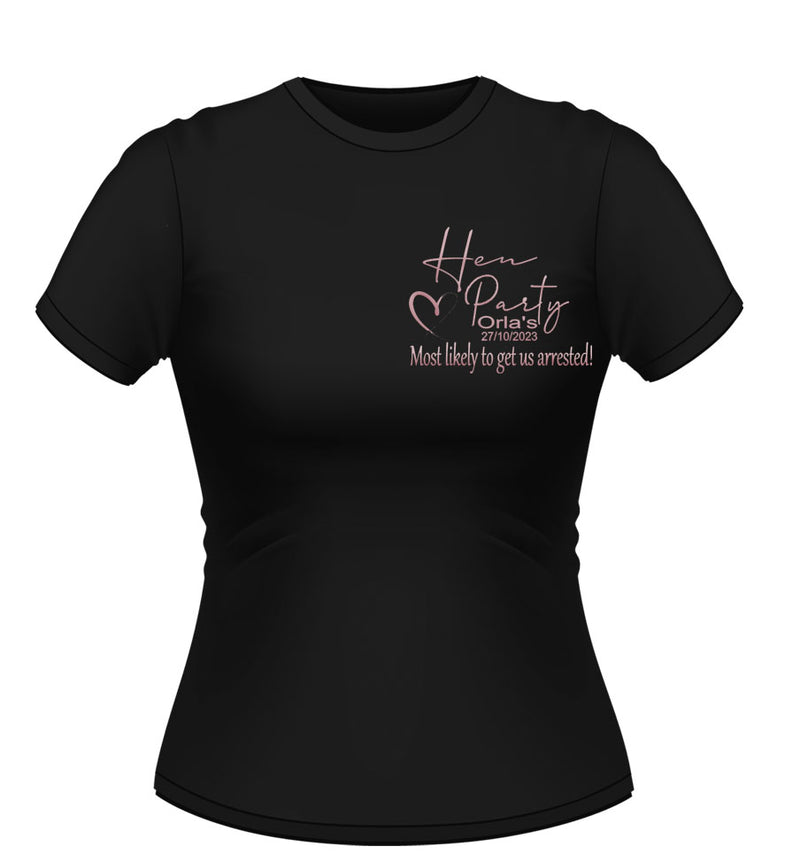 Fun 'Most Likely to...' Personalised Hen Party Tshirt
