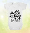 Cute 'Hello world' Personalised Baby Vest
