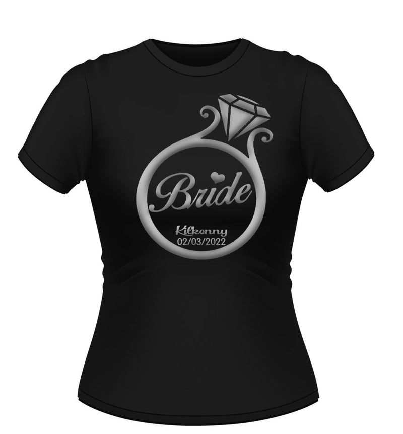 Bride with Ring Personalised Hen Party Tshirt