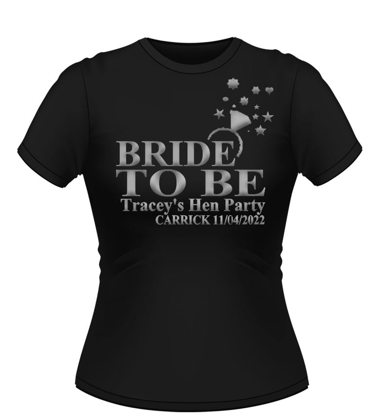 'Bride to be with Ring' Personalised Hen Party T-shirt