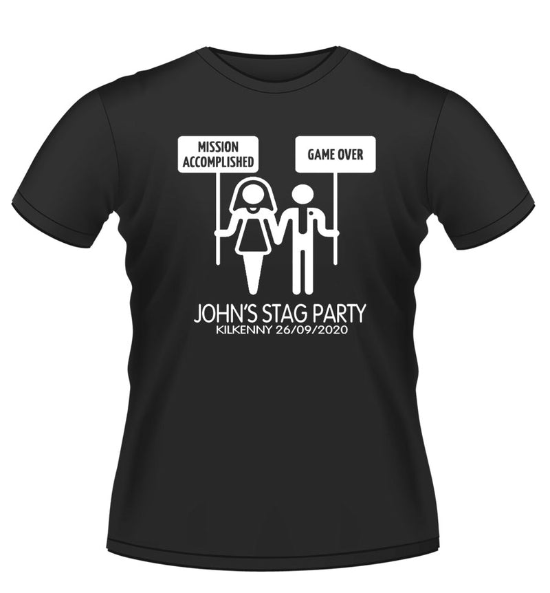 'Game Over' Funny Personalised Stag Party Tshirt
