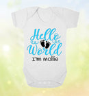 Cute 'Hello world' Personalised Baby Vest
