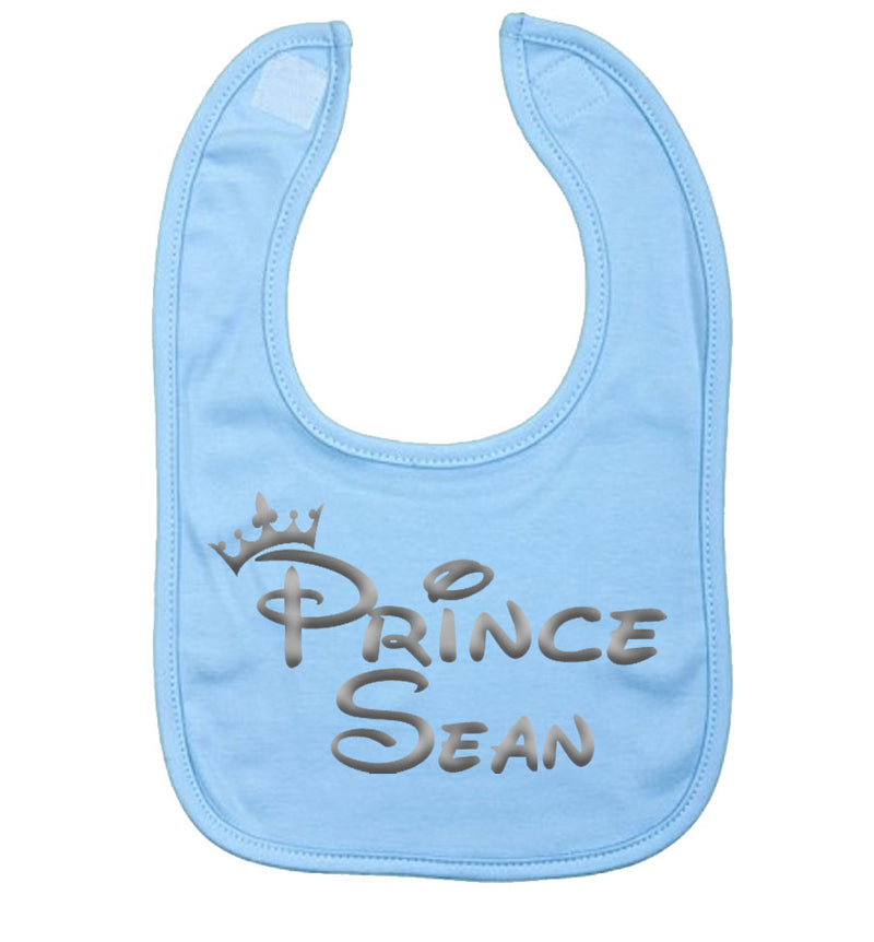 Prince Disney theme Personalised Bib blue