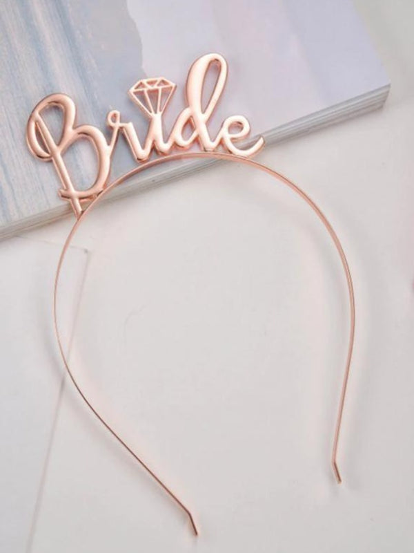 rose gold headband with bride on top