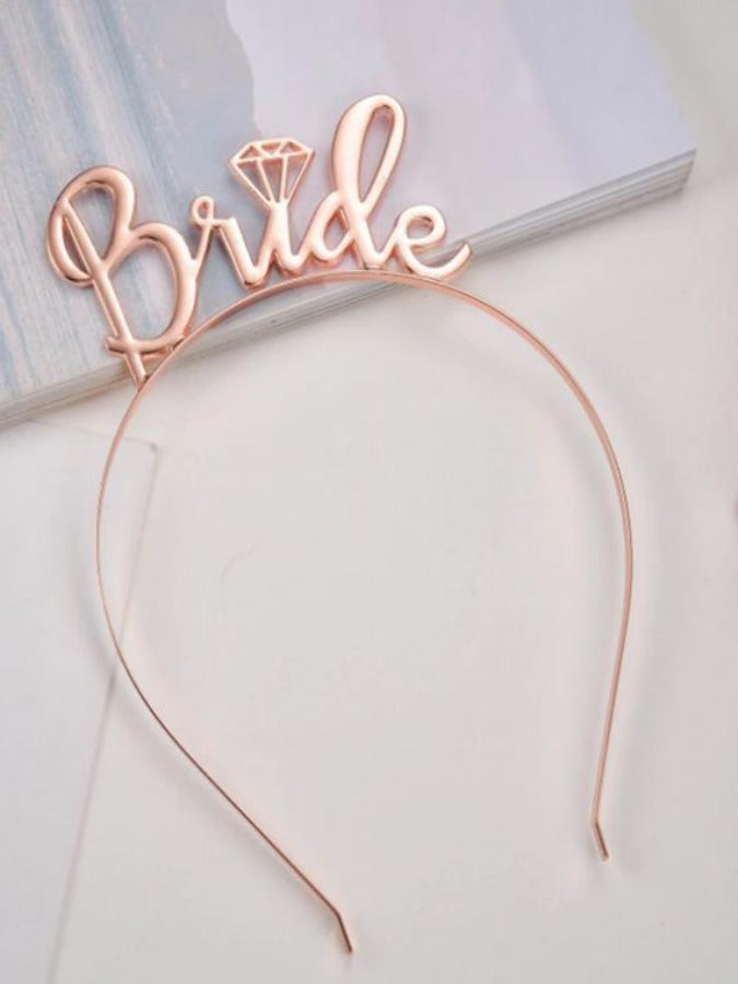 rose gold headband with bride on top
