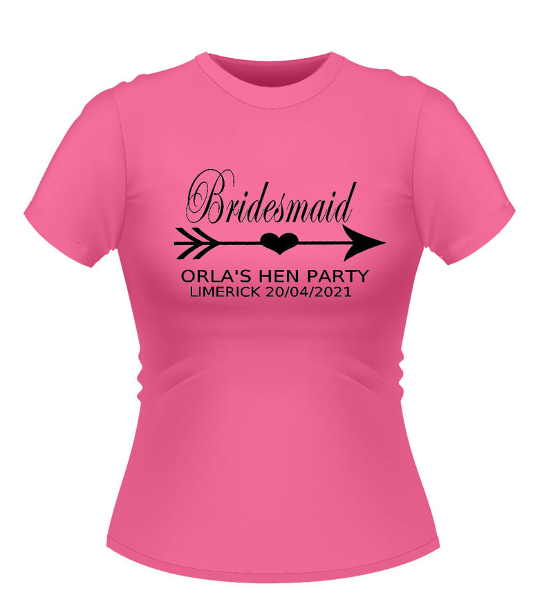 Bridesmaid  Personalised hen party tshirt