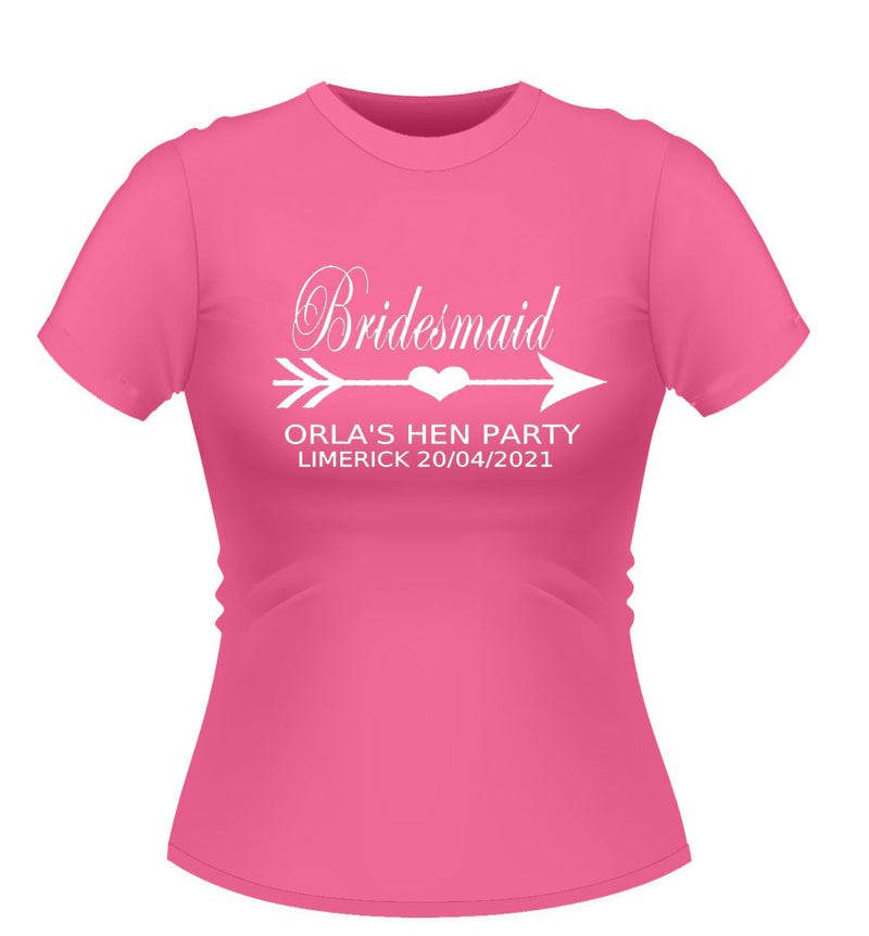 Bridesmaid  Personalised hen party tshirt