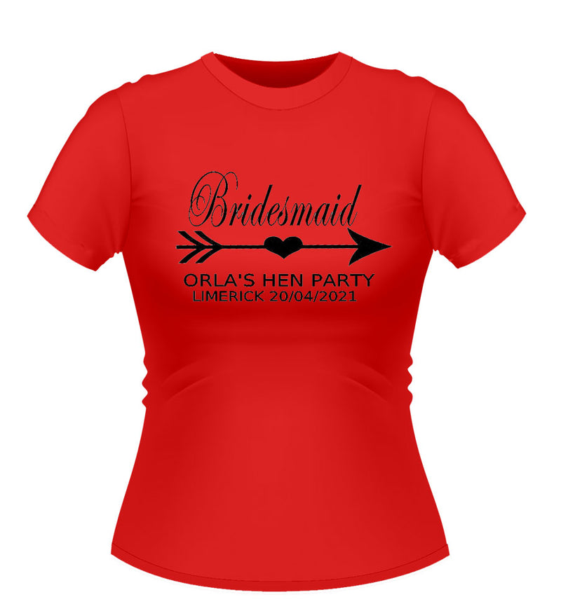 Bridesmaid  Personalised hen party tshirt