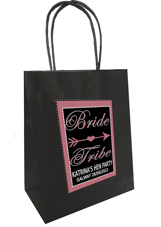 Bride Tribe black design Personalised Hen Party Bag