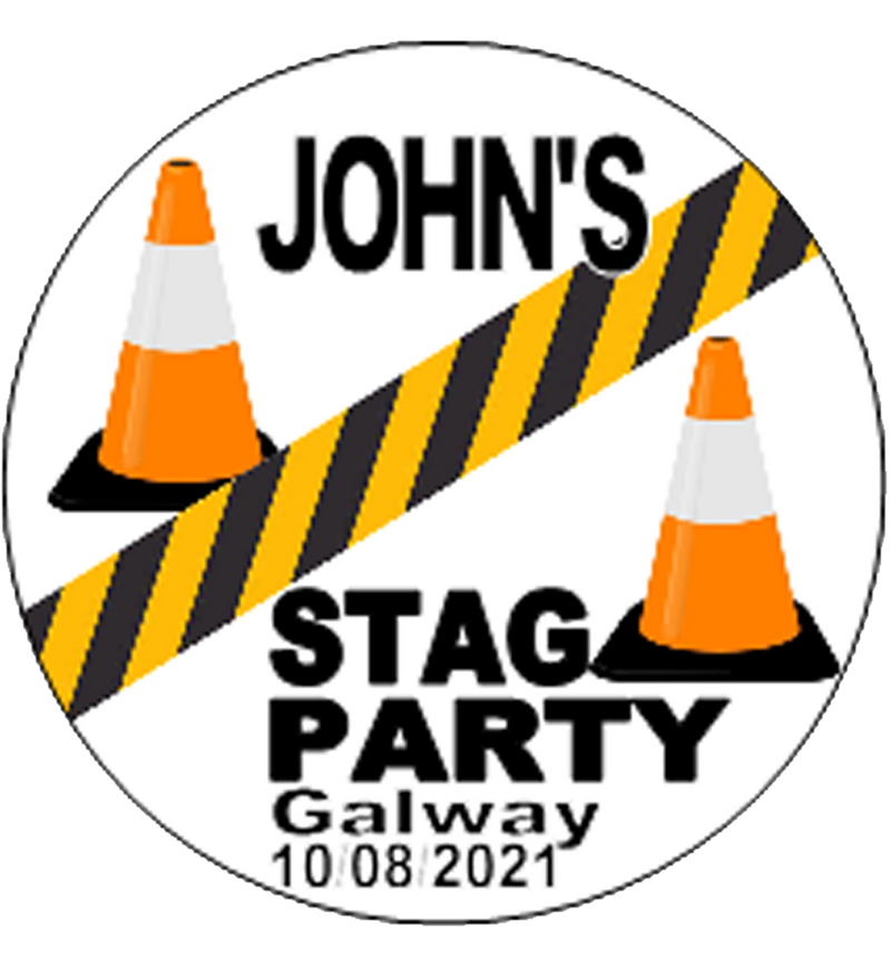 Personalised Caution Stag Party Badge