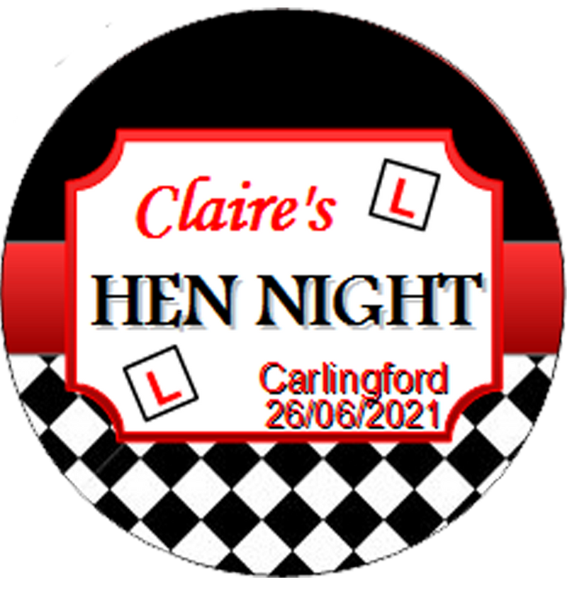 Personalised Hen Party Badge Checkered
