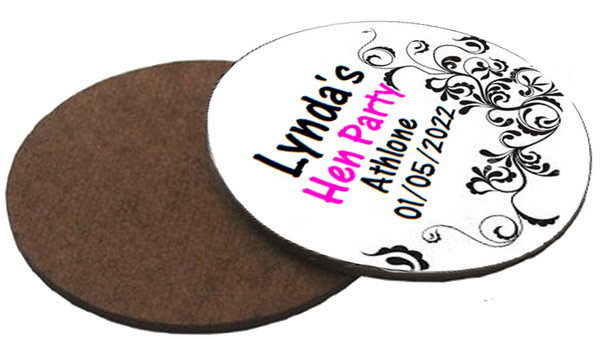 Personalised classy Design Hen Party coaster