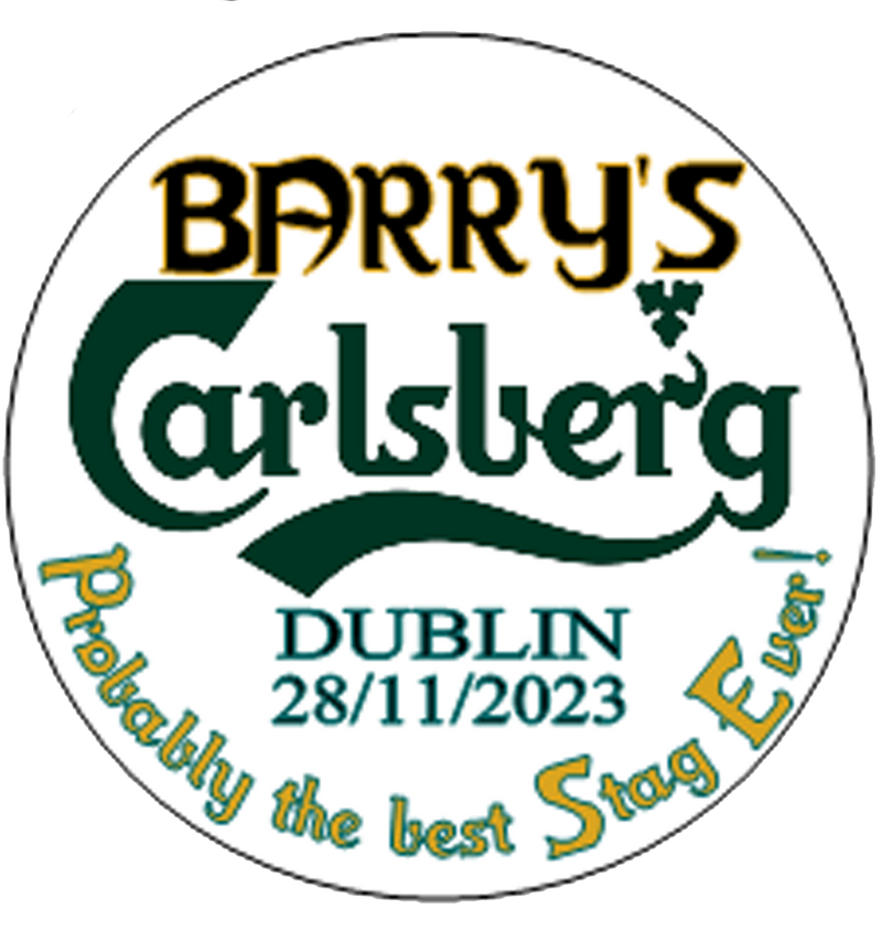 Personalised CARLSBERG Theme Stag party Badge