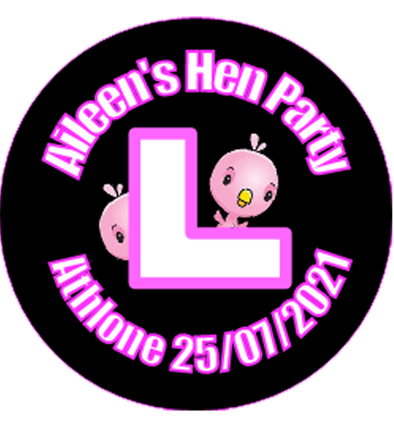 Personalised Cute Hen Party L Plate Badge