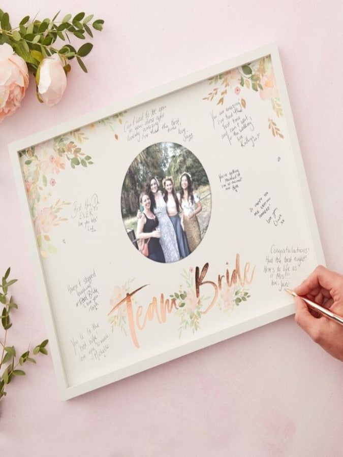 Floral design Team Bride Hen Party Guest Book Frame