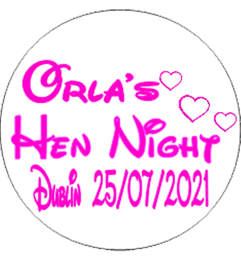 hearts Personalised Hen Party Badge