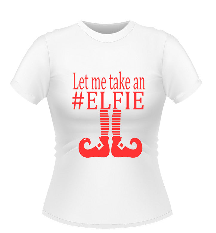 Elfie Novelty Xmas T-Shirt, Ladies