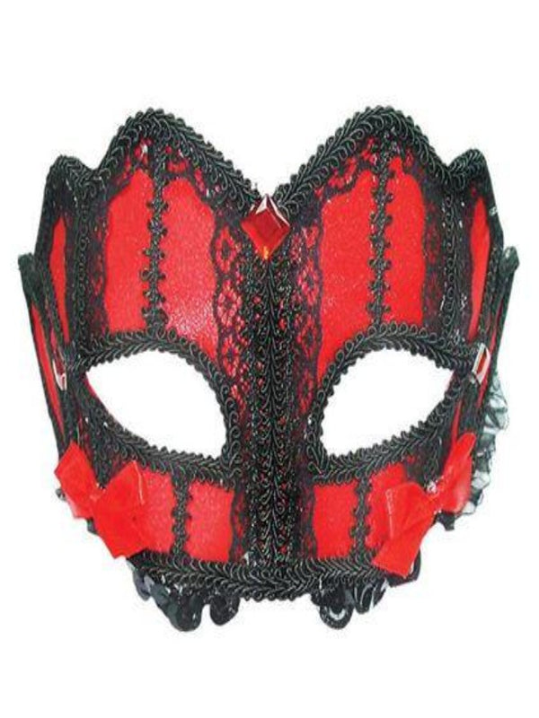Red And Black Lace On Headband masquerade mask em330