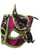 Burgundy/Gold with Side Feather masquerade mask