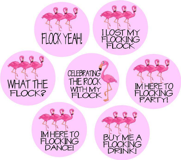 Flamingo Theme Hen Party Badges Set of 7