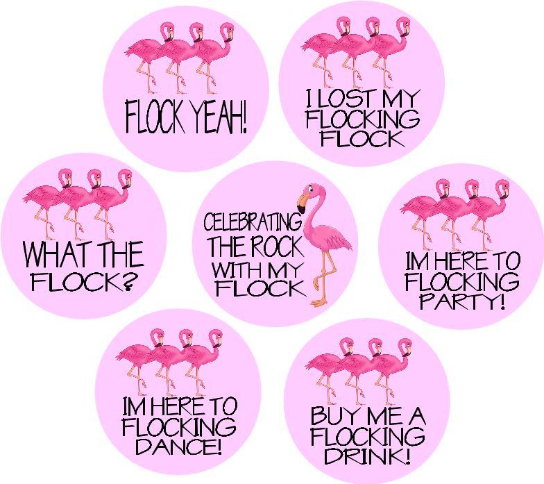 Flamingo Theme Hen Party Badges Set of 7