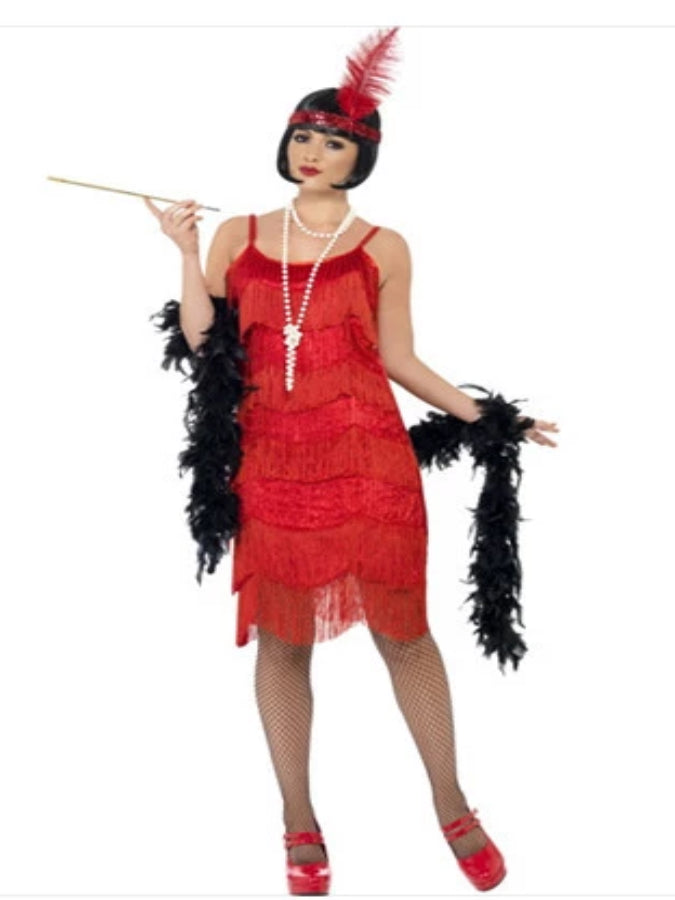 Flapper Shimmy Costume, With Beaded Dress and Headpiece Costume