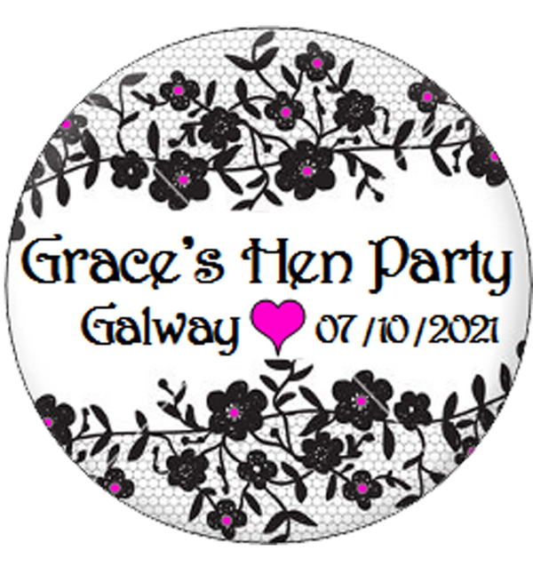 Personalised Hen Party Floral design Badge