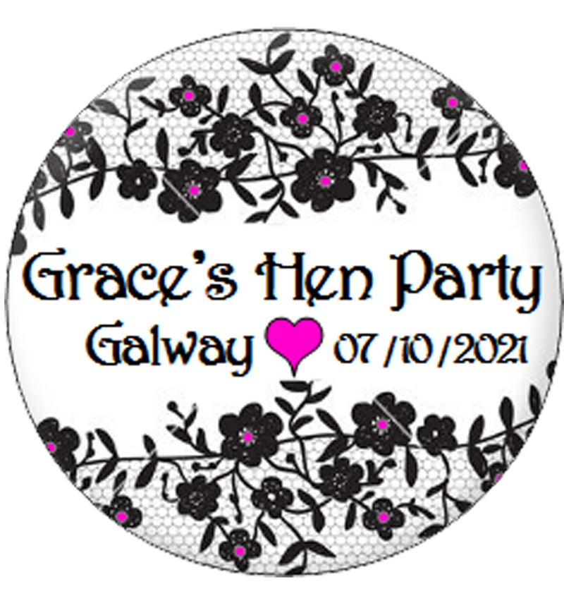 Personalised Hen Party Floral design Badge