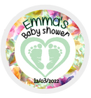 Baby shower Personalised Badge Baby Footprint Design Green