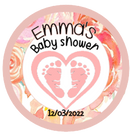 Baby shower Personalised Badge Baby Footprint Design Pink