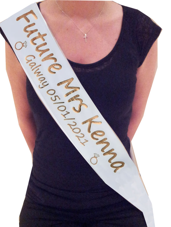 Design Your Own Personalised Sash with Diamond Ring Graphic ref 676