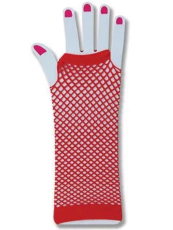 Gloves Red Fingerless Fishnet