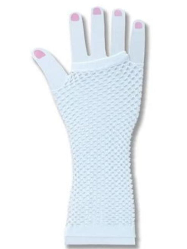 Gloves White Fingerless Fishnet