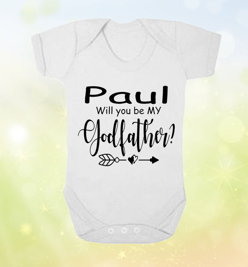 Will you be my Godfather/Godmother Personalised Baby Vest