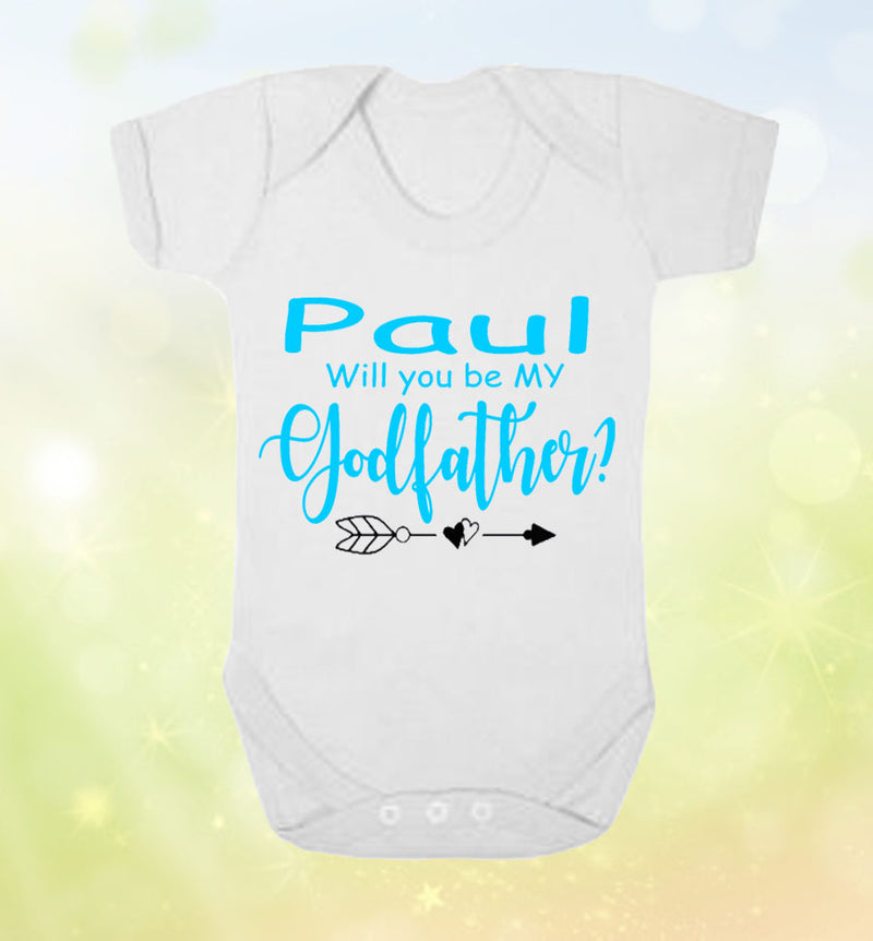 Will you be my Godfather/Godmother Personalised Baby Vest