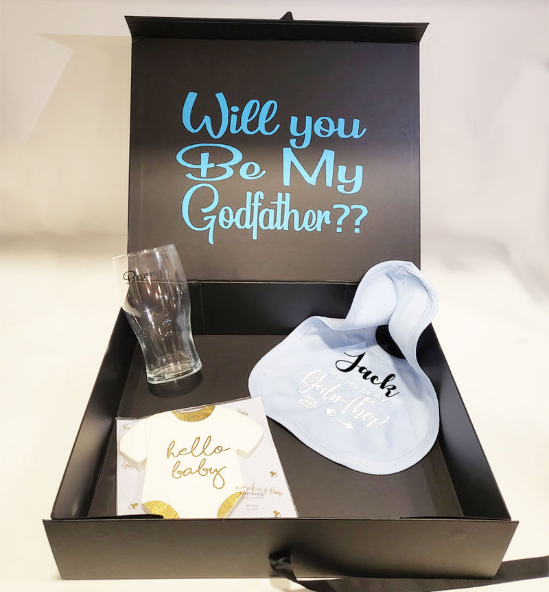 Luxury Personalised will you be my Godfather? box