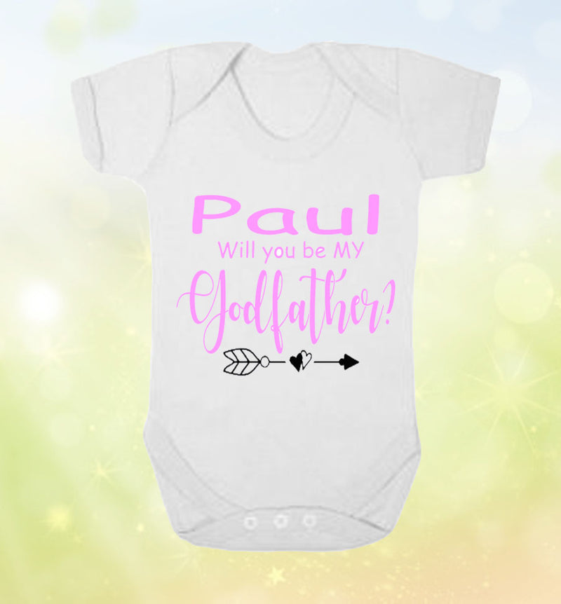 Will you be my Godfather/Godmother Personalised Baby Vest