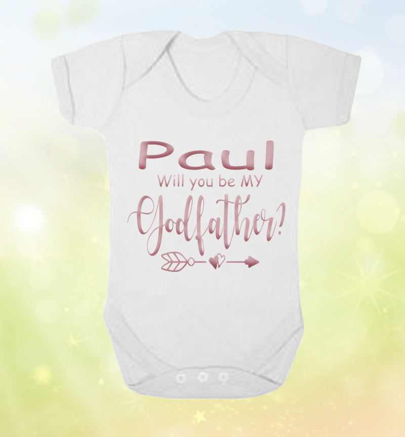 Will you be my Godfather/Godmother Personalised Baby Vest