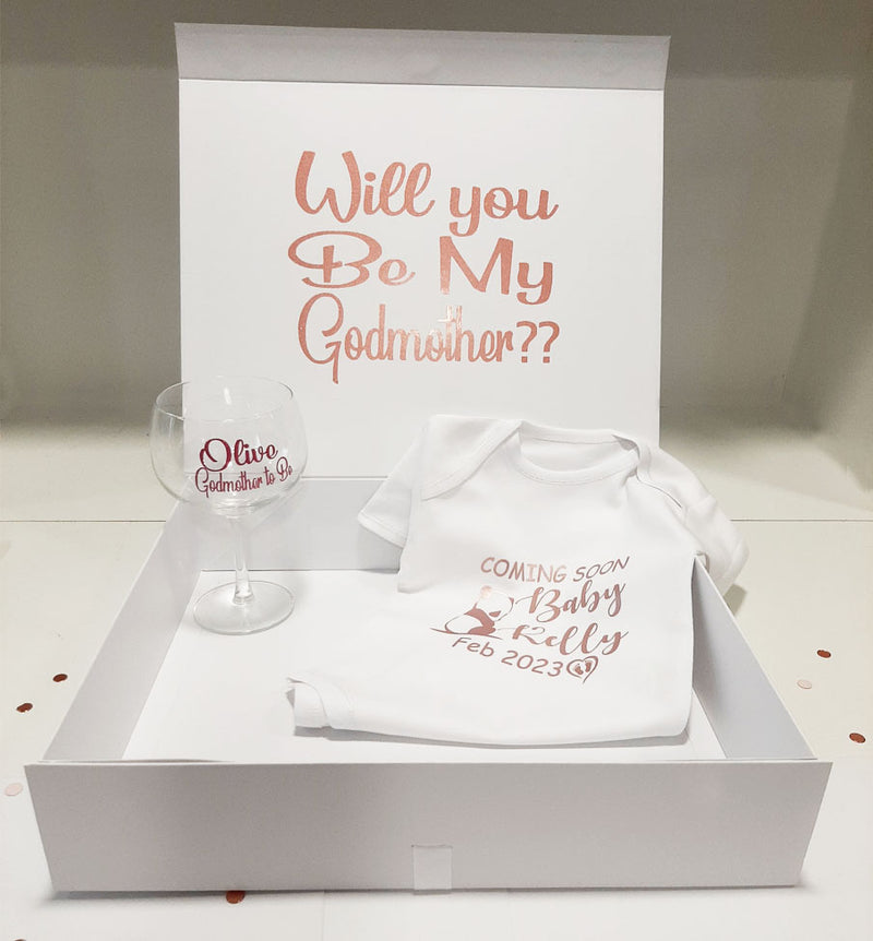 Luxury Personalised will you be my Godmother? box