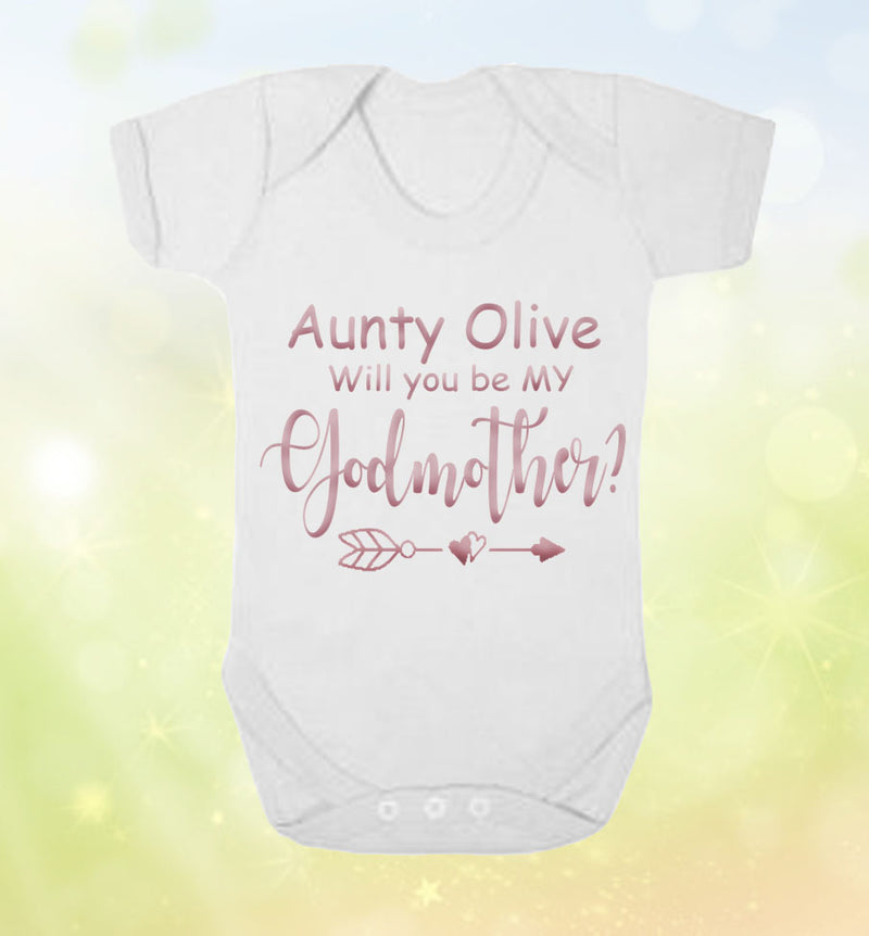 Will you be my Godfather/Godmother Personalised Baby Vest