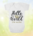 Cute 'Hello world' Personalised Baby Vest
