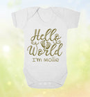 Cute 'Hello world' Personalised Baby Vest