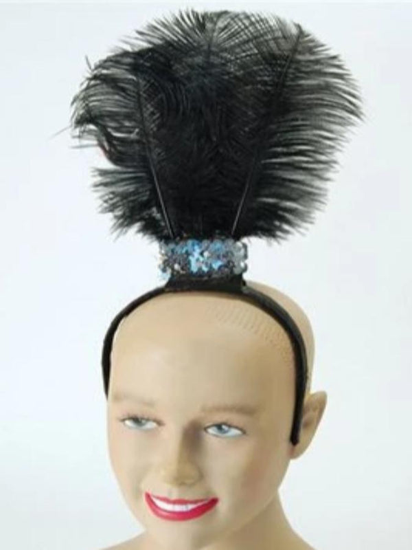Headband Black Flapper 3 Feather