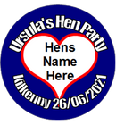 Personalised Love Heart Hen Party Badge