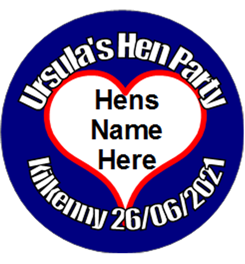 Personalised Love Heart Hen Party Badge