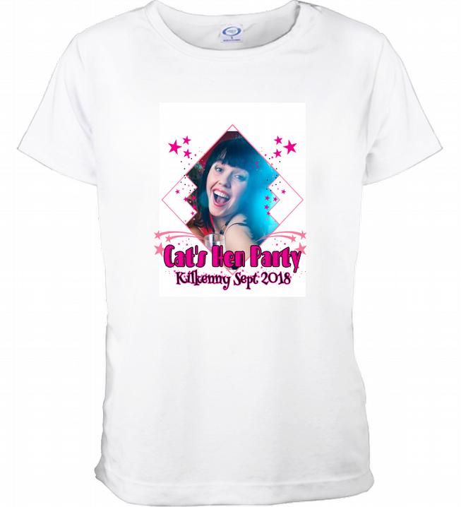 Personalised Hen Party TShirt with Picture and Pink Text