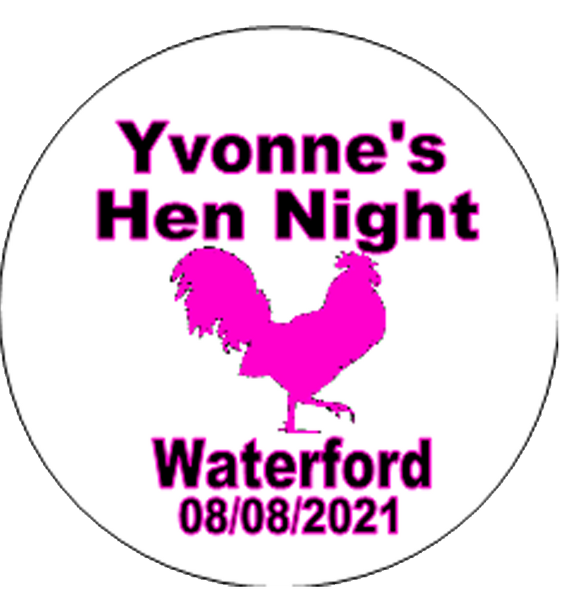 Personalised Hen Design Badge white