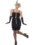 Ladies 20s Fringed Black Flapper Costume